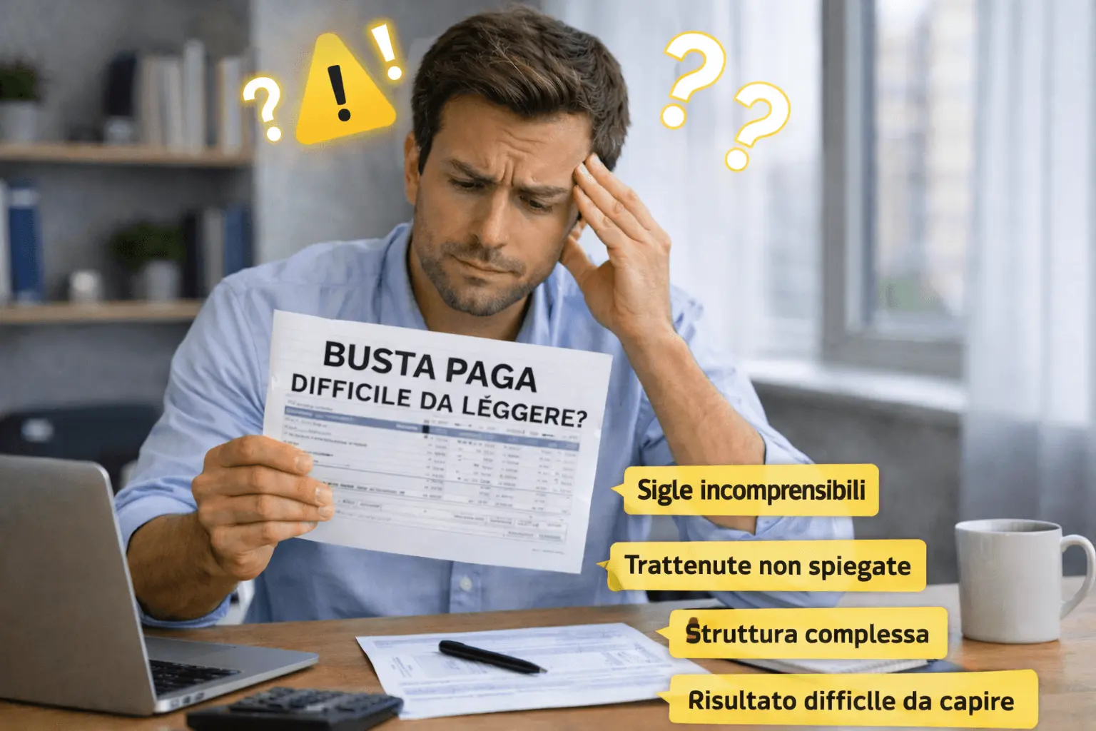 Schema semplificato delle principali sezioni della busta paga